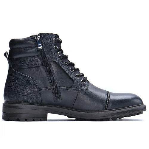 Braided Platform Cushioned Leather Boots with Side Zipper 1