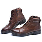 Braided Platform Cushioned Leather Boots with Side Zipper 2