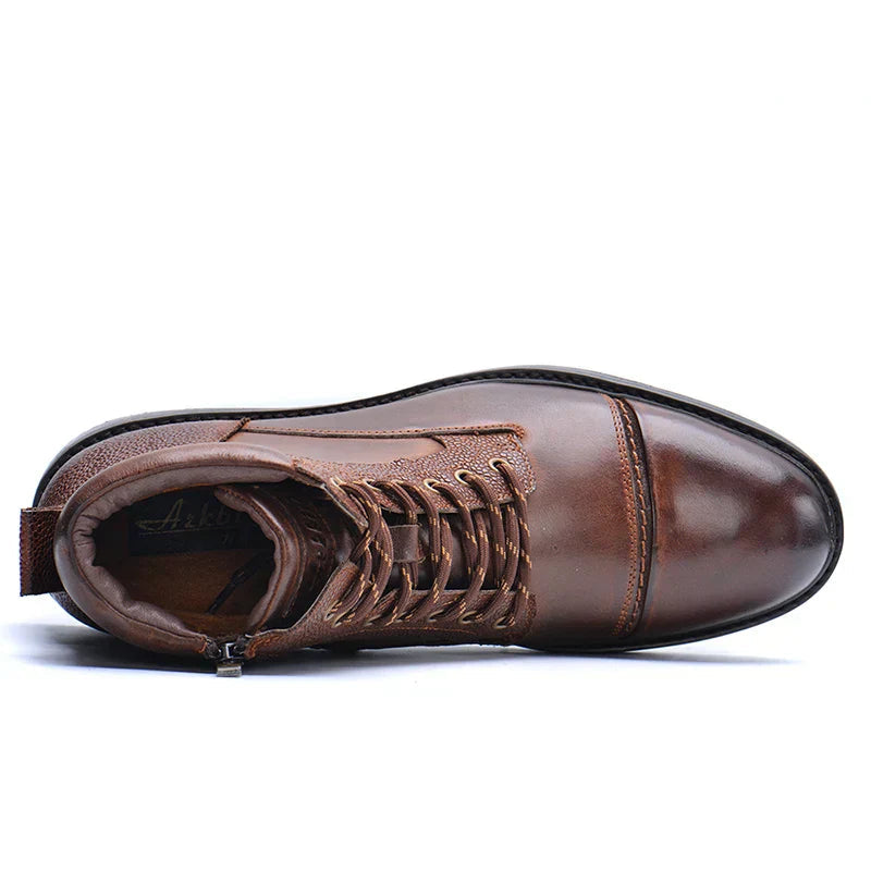Braided Platform Cushioned Leather Boots with Side Zipper 3