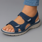 Cushioned adjustable casual sandals, dark blue, with hook-and-loop instep straps