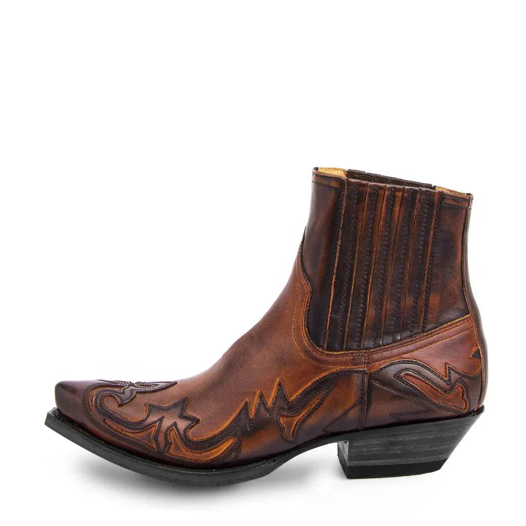 Pointed Toe Western Leather Ankle Boots for Women 1