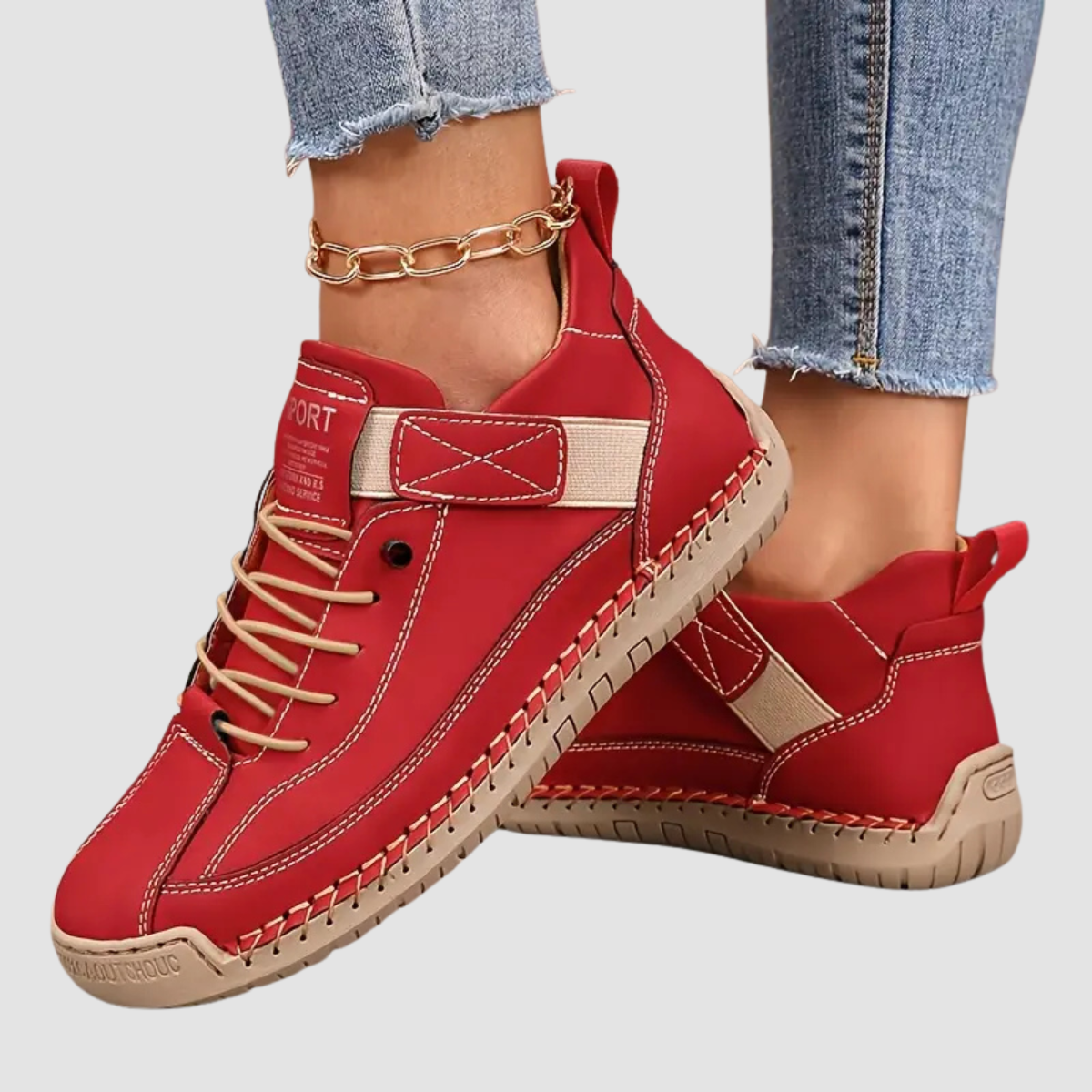 Streamlined Cushioned Leather Sneakers Women Casual 1