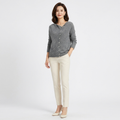 Women's wool-blend cardigan in dark grey with V-neck button closure and long sleeves